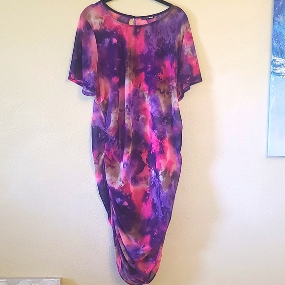 Pink Purple Mesh Dress Size 3x - Picture 3 of 6